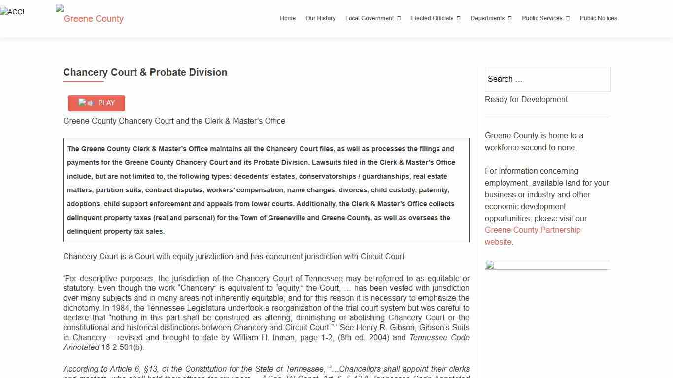 Chancery Court & Probate Division – Greene County